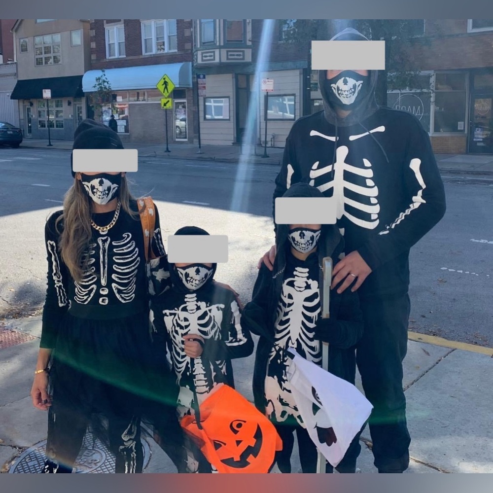 Skeleton Costume Hooded One Piece with Face Mask
